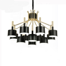Lámparas LED decorativas para el hogar con luz neoclásica negra de metal nórdico